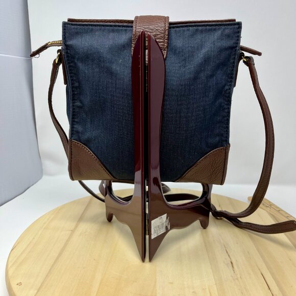 Talbots Denim Leather Crossbody Bag Tassel - Picture 3 of 7